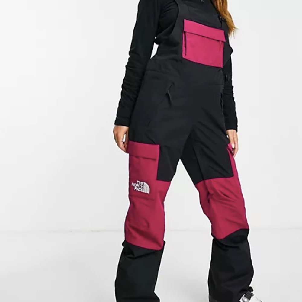 The North Face Freeride 3L Ski Bib JumpSuit Black Pink Medium